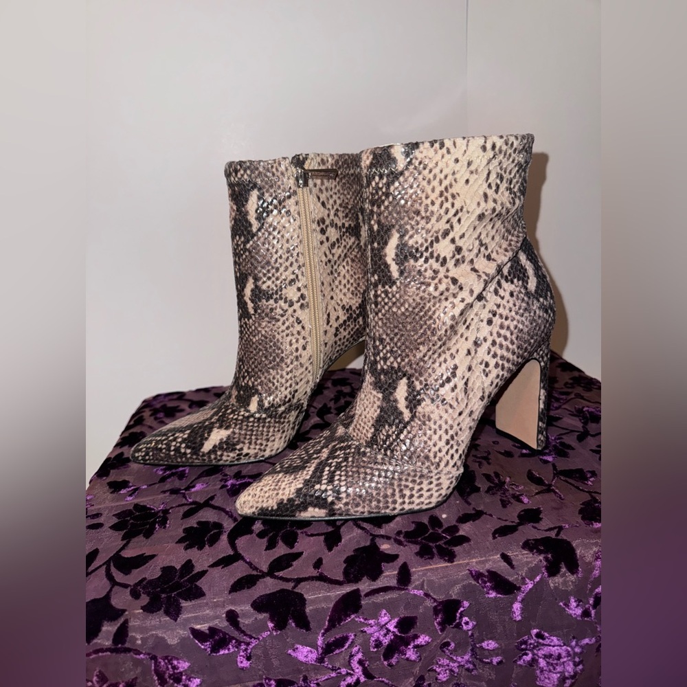 Snake print ankle boots